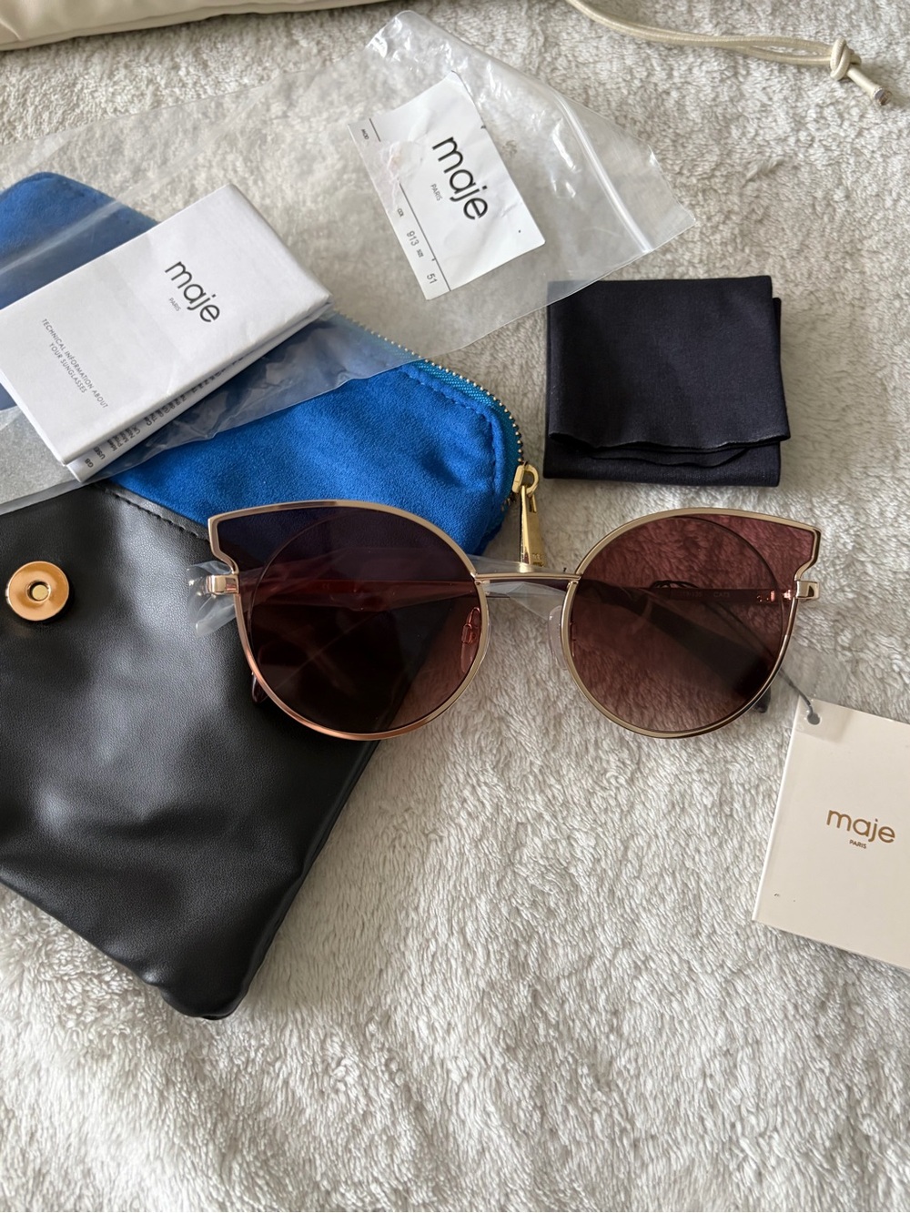 Maje Rose Gold Frame Sunglasses with Brown Gradient Lenses